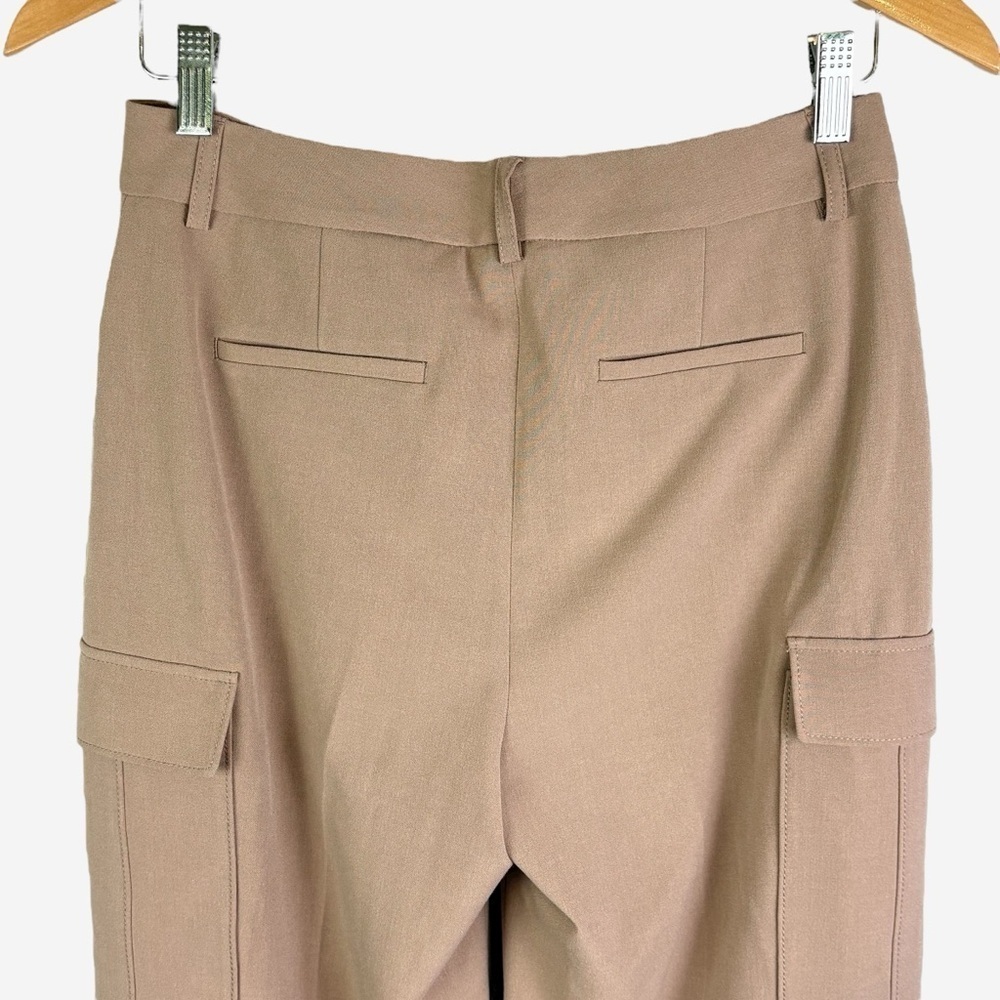 Tahari ASL Tailored Cargo Pants Size 2 Mid Rise Tan Utility Chic Business Casual - Picture 5 of 11
